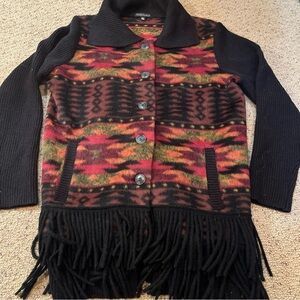 Women’s Aztec Southwestern Jacket with Fringe Sz M EUC boho western